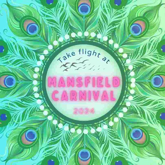 Mansfield Carnival visual with peacock feathers